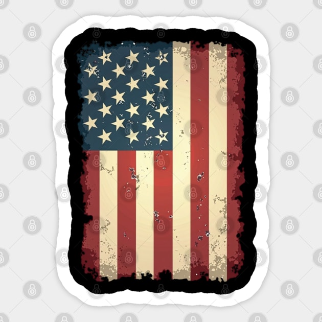 Weathered Resilience: Distressed Stars and Stripes Sticker by Steve